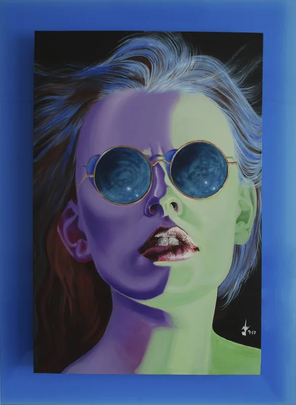 Lakshmi Mohanbabu Framed Frosty Lilac Lilac skin and blue hair Colors of the ocean define this young woman. 